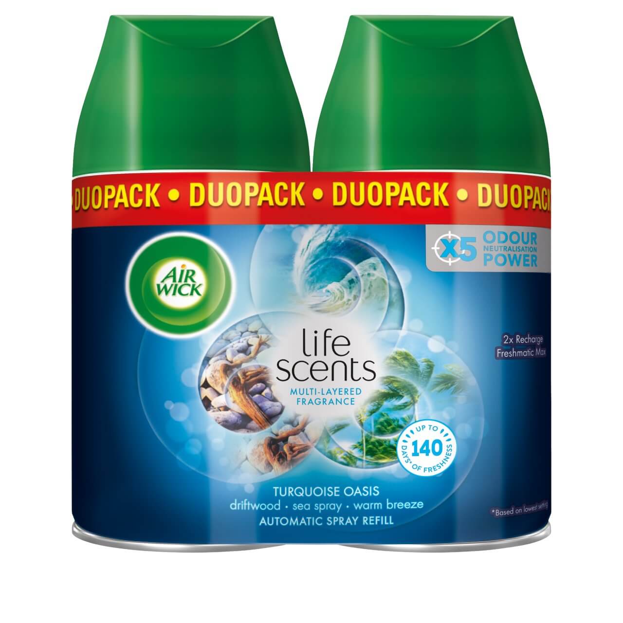 AIR WICK FRESHMATIC REFILL DUOPACK LIFE SCENTS TURQUOISE OASIS 2X250ML